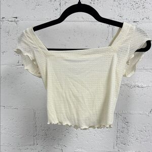 Urban Outfitters Cream Ruffle Sleeve Blouse - Excellent Condition - Size Small
